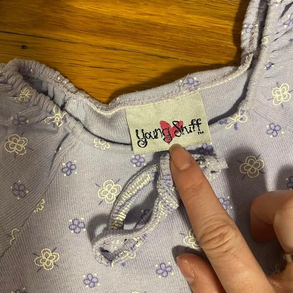 Y2K Purple Babydoll Paisley Top